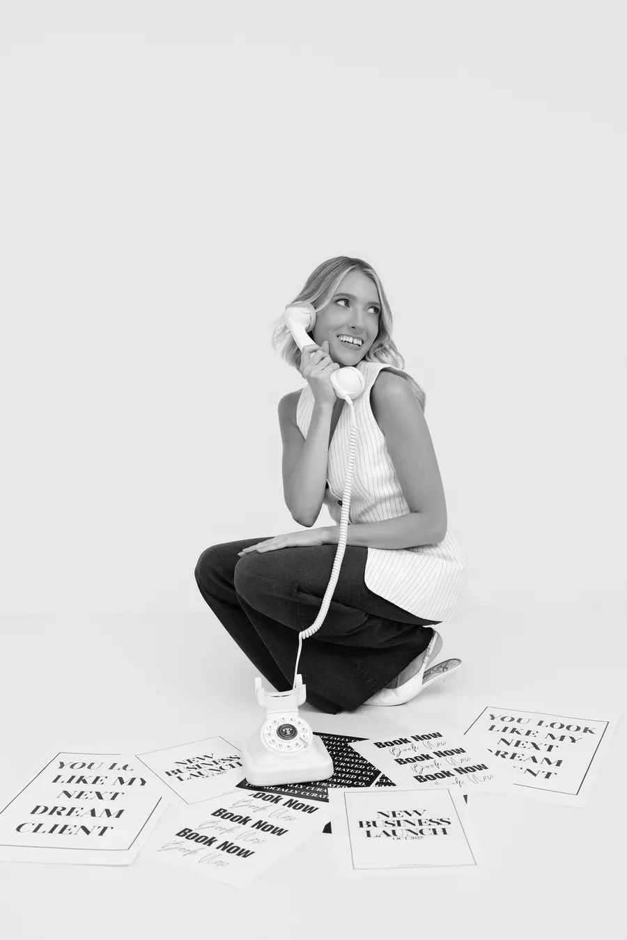 Alyson on a vintage telephone